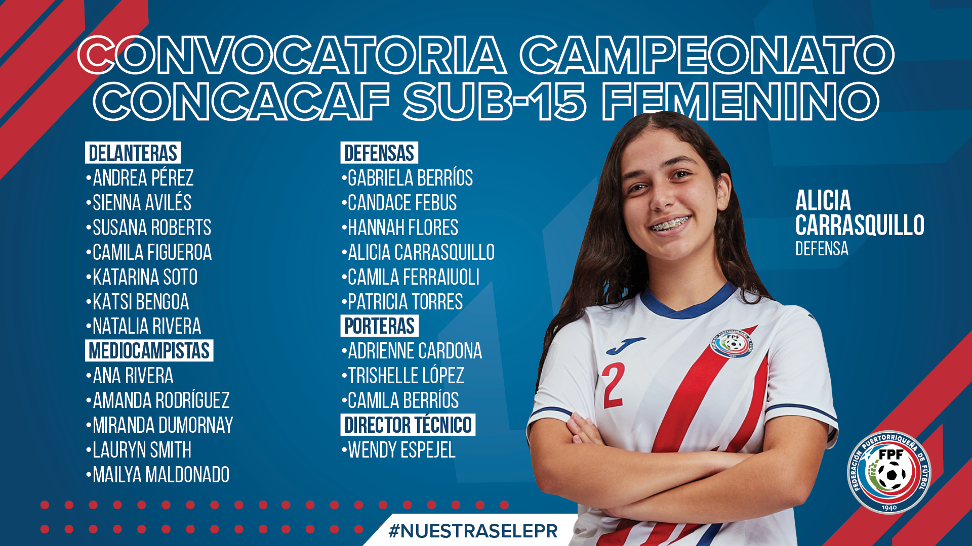 LISTA LA PRESELECCIÓN FEMENINA PARA EL CAMPEONATO CONCACAF SUB15